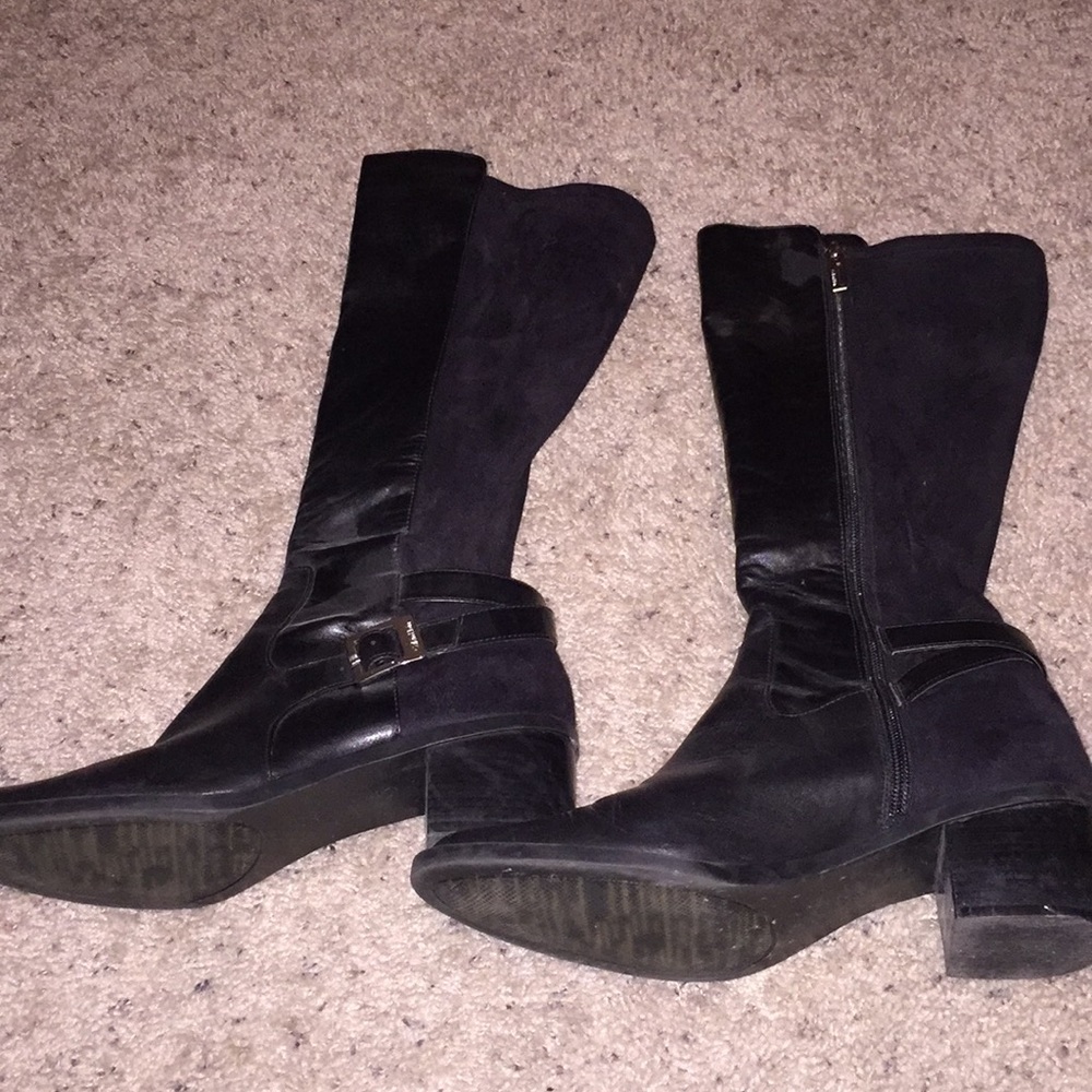 Calvin Klein leather and suede zip boots